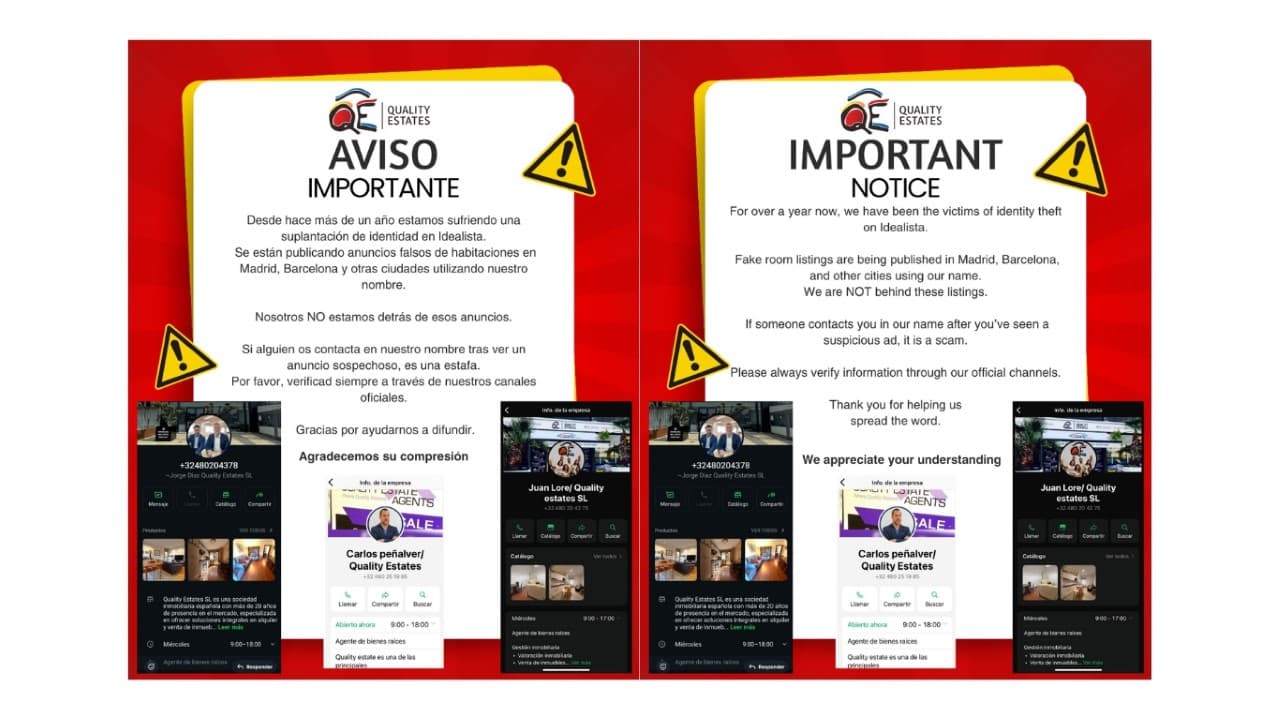 Avís important: suplantació d'identitat en anuncis de lloguer